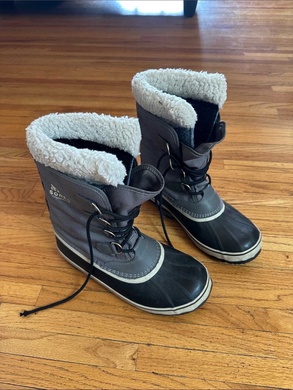 Sorel Gray and Black Insulated Lace-Up Winter Boots